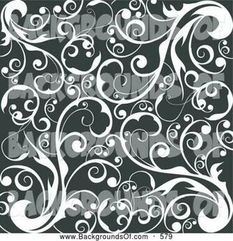 Of A Wallpaper Scroll Background Curling White Vines Over Black