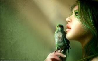 Fantasy Girl Bird Desktop Pc And Mac Wallpaper