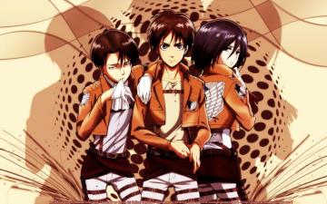 Shingeki No Kyojin Wallpaper Levi Eren Mikasa Minitokyo
