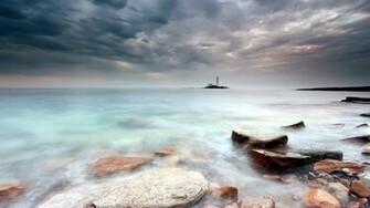 Lighthouse On The Shore Wide Desktop Background HD Wallpaper Car