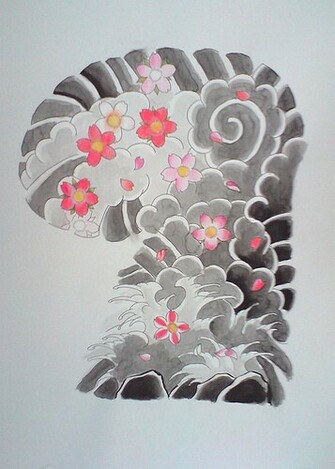 Japanese Tattoo Flash Sakuras Sketch