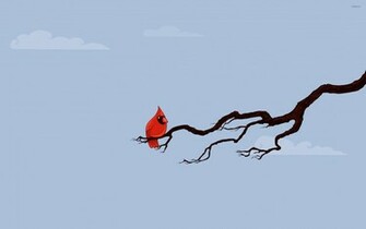 Red Bird On A Branch Wallpaper Vector