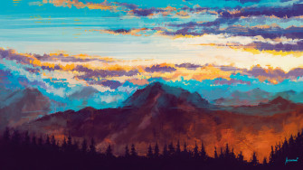 Mountains Landscape Nature Digital Art Wallpaper HD Artist