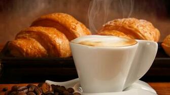 Cappuccino And Croissant Wallpaper