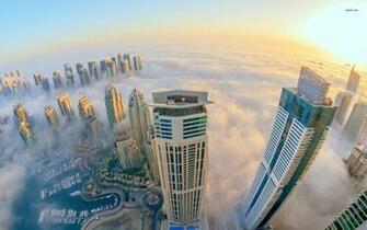 United Arab Emirates Skyscrapers Dubai Night Cities Wallpaper