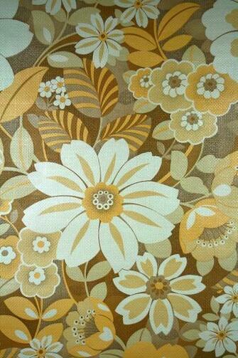 Vintage Floral Wallpaper Yellow Brown