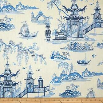 Waverly Lotus Chintz Peaceful Temple And Shoji