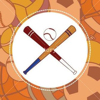 Baseball Sport Bats Over Balls Background Vector