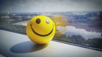 Yellow Smiley Ball Near Clear Glass Window Panel