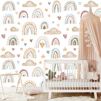 Muralsprint Cute Boho Rainbows And Clouds Wallpaper Peel Stick