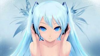 Anime Girl Hair Blue Headphones Wallpaper