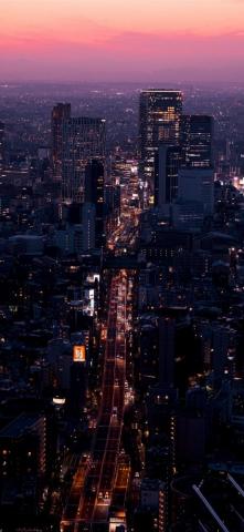 Aerial Of City Buildings During Night Time Landscape Nature