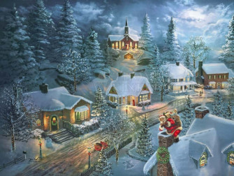 Santa S Silent Night Thomas Kinkade Smoky Mountains