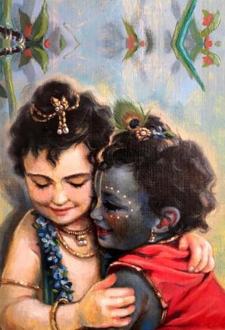 Krishna Balram Photo Wall Poster Print On Art Paper Inches