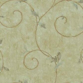Wallpaper Verdigris Green Aqua Acanthus Leaf Scroll
