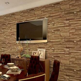 Roll Stacked Brick Stone Wallpaper Brown Grey Bei Ge Vinyl