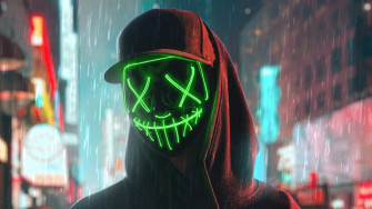 Hoodie Boy Green Glowing Mask 4k Laptop Full HD 1080p Wallpaper Image