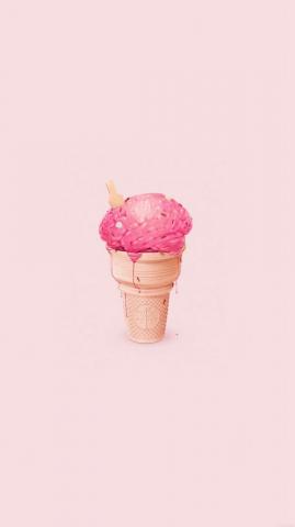 Brain Icecream Illust Art Cute Pink iPhone Wallpaper