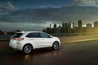Ford Edge Suv White Color On Road City Background 4k HD