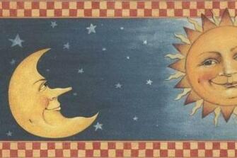 Wallpaper Border David Carter Brown Country Sun Moon On Starry Sky