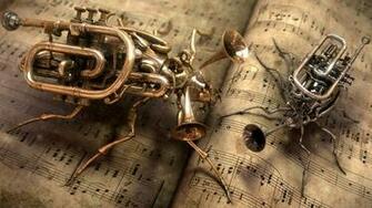 Home Music HD Wallpaper Steampunk Instrument Score