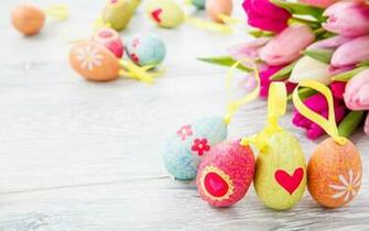 Flowers Tulips Eggs Easter Wallpaper