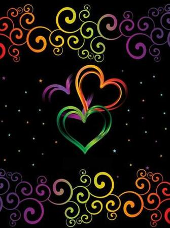 Colorful Hearts On Black Background Elsoar