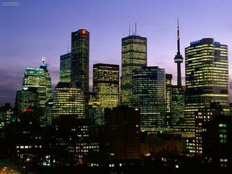 Buildings City Night Falls Over Toronto Ontario Picture Nr
