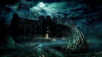 Dark Forest Moon HD Widescreen Wallpaper