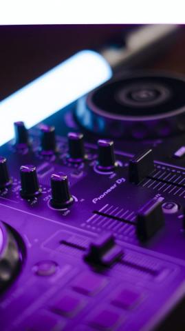 Blue And Black Audio Mixer Photo Image
