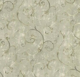 Norwall Fresco Textures Elegant Scrolls On Green Wallpaper Ft23548