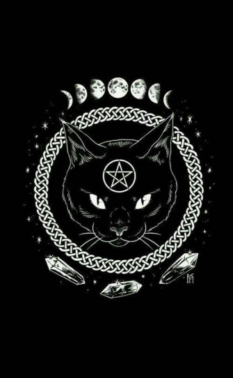 Witchy Black Cat For iPhone Screens Wallpaper