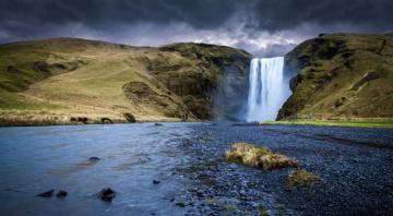 Skogafoss Waterfall Iceland 4k Ultra HD Wallpaper Background