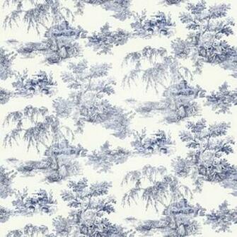 Gold Toile Blue Wallpaper Victorian Vintage Retro