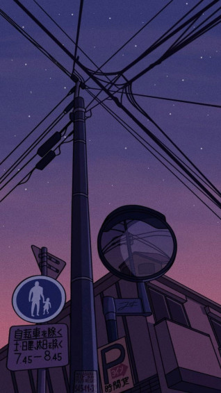 Night Street Sign And Power Lines Wallpaper