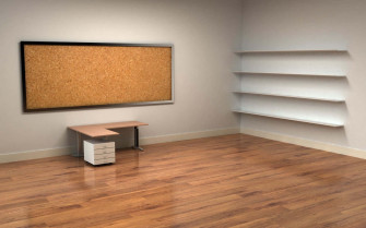 Empty Office With A White Board And Shelves Wallpaper