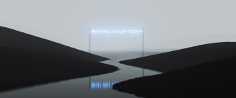 Neon Sign Wallpaper 4k River Mountains Fog Surreal