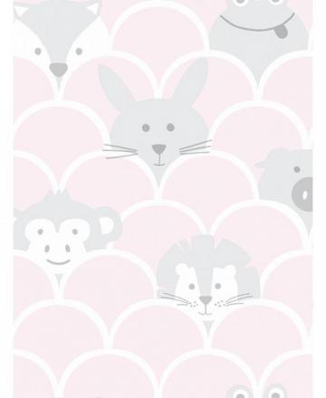 Over The Rainbow Peek A Boo Animals Wallpaper Pink Grey Holden