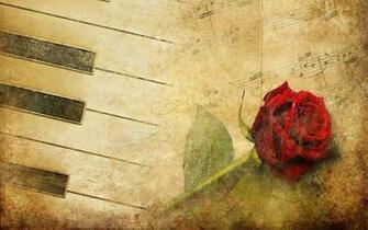 Maroon Rose With Piano Keyboard Keys Art Template Image HD