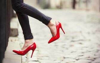 Wallpaper Red Woman Jeans Heels Image For Desktop Section