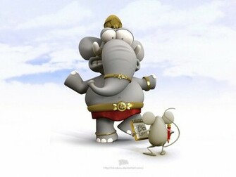 New Wallpaper Image Fun Cute 3d Elephants And Rat Cartoon