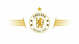 Chelsea Football Club Logo On A White Gold Wallpaper And Image