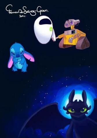Wall E Stitch And Toothless By Nando123