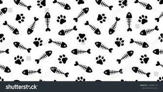 Cat Paw Fish Bone Seamless Pattern Vector Dog Salmon Repeat