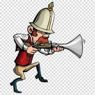 Musketeer Pointing Musket Illustration Hunting Cartoon Hunter