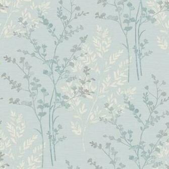 Teal Green White Grey Fern Motif Arthouse Wallpaper