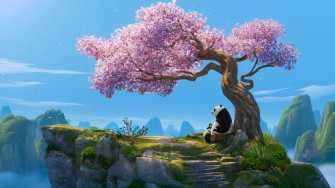 Kung Fu Panda Serene Cherry Blossom Wallpaper HD