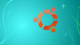 HD Ubuntu Logo On Cyan Wallpaper