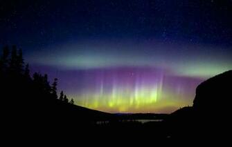 Stars Night Northern Lights Silhouettes Nature Wallpaper Photos