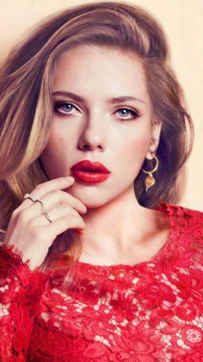 Scarlett Johansson Red Lips Wallpaper Pareja In